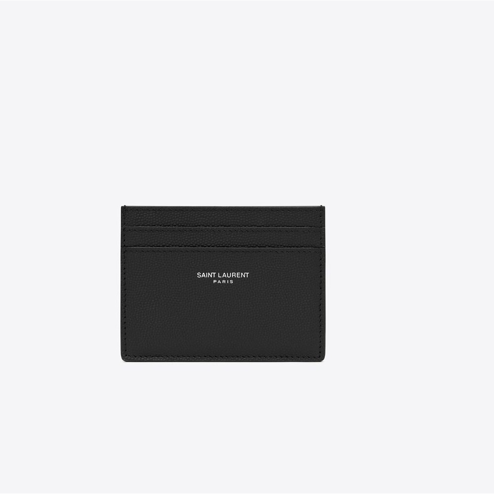SAINT LAURENT PARIS CREDIT CARD CASE IN GRAIN DE POUDRE EMBOSSED LEATHER